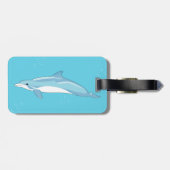 Étiquette À Bagage Conception d'illustration de dauphin bleu sous-mar (Dos horizontal)
