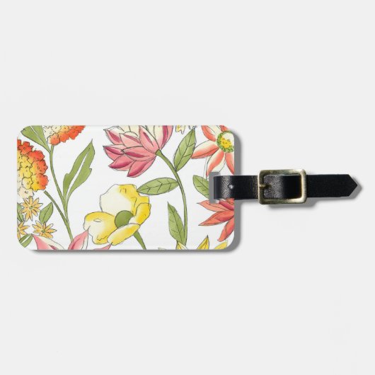 Étiquette À Bagage Conception florale de jardin avec l'arrière - plan (Devant horizontal)