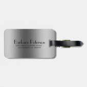 Étiquette À Bagage Conception géométrique en argent noir et métalliqu (Dos horizontal)