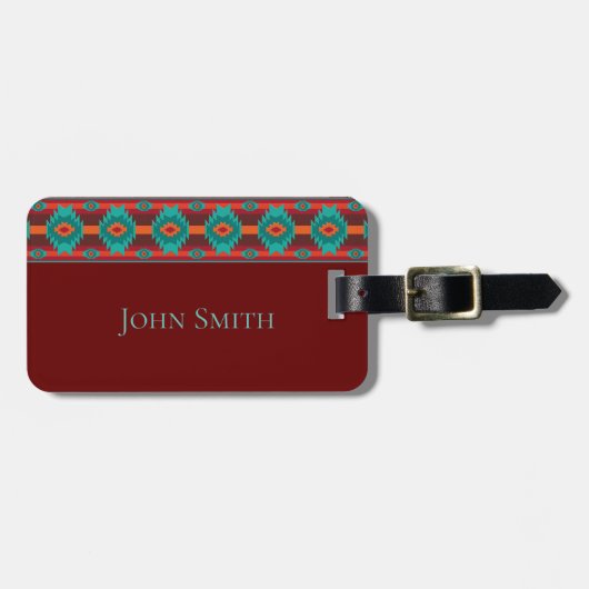 Étiquette À Bagage Conception géométrique ethnique du sud-ouest. (Devant horizontal)