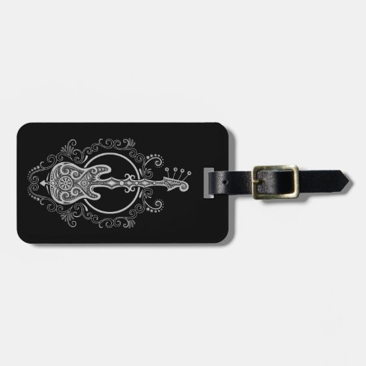 Étiquette À Bagage Conception grise complexe de guitare basse sur le (Devant horizontal)