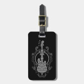 Étiquette À Bagage Conception grise complexe de guitare basse sur le (Devant Vertical)