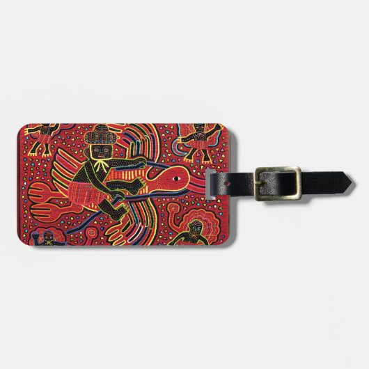 Étiquette À Bagage Conception Kuna Indien Colombe Design (Devant horizontal)