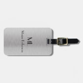 Étiquette À Bagage Conception métallique brossée en argent modifiable (Devant horizontal)