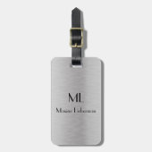Étiquette À Bagage Conception métallique brossée en argent modifiable (Devant Vertical)