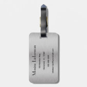 Étiquette À Bagage Conception métallique brossée en argent modifiable (Dos Vertical)