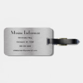 Étiquette À Bagage Conception métallique brossée en argent modifiable (Dos horizontal)
