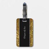Étiquette À Bagage Conception noire de Sequined Fleur De Lis (Dos Vertical)