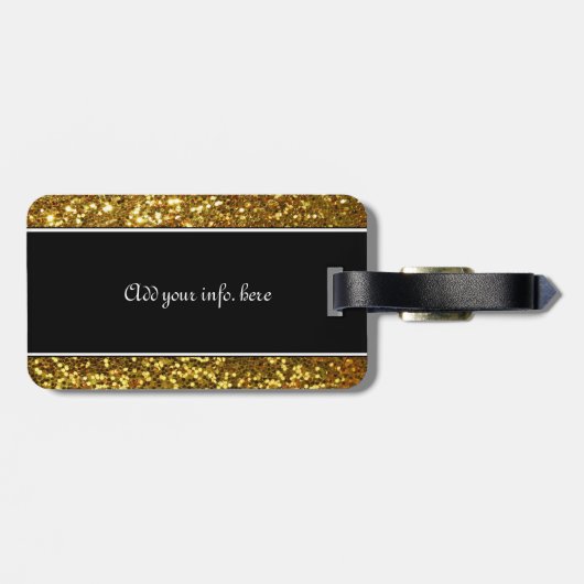 Étiquette À Bagage Conception noire de Sequined Fleur De Lis (Dos horizontal)