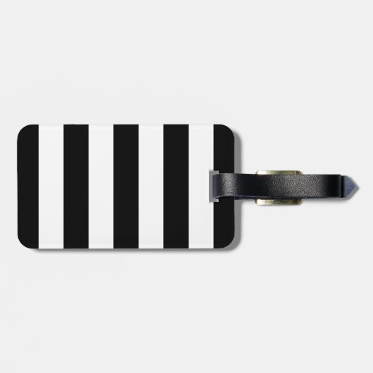 Étiquette À Bagage Conception noire et blanche audacieuse de rayures (Dos horizontal)