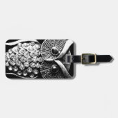 Étiquette À Bagage Conception noire étincelante de hibou avec des (Devant horizontal)