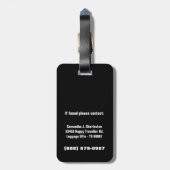 Étiquette À Bagage Conception noire étincelante de hibou avec des (Dos Vertical)