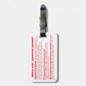 Étiquette À Bagage Condition médicale du PAPC transport (Dos Vertical)