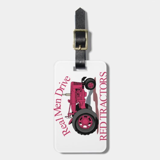Étiquette À Bagage Conduisez les tracteurs rouges (Devant Vertical)