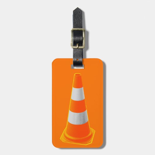 Étiquette À Bagage Cône de signalisation avec bandes grises (Devant Vertical)