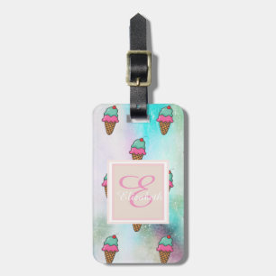 Étiquette À Bagage Cônes de glace colorés, personnalisés avec monogra