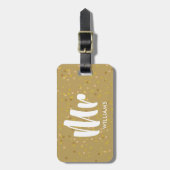 Étiquette À Bagage Confetti de poussière d'or personnalisé M. (Devant Vertical)