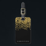 Étiquette À Bagage Confetti d'or noir Elégant<br><div class="desc">Confetti d'or noir Elégant</div>