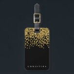 Étiquette À Bagage Confetti d'or noir Elégant<br><div class="desc">Confetti d'or noir Elégant</div>