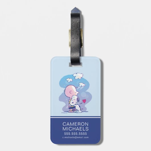 Étiquette À Bagage Confort et sécurité | Charlie & Snoopy Hug (Dos Vertical)