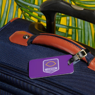 Étiquette À Bagage Contour de citron violet et jaune