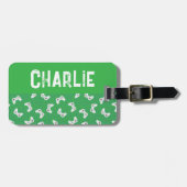 Étiquette À Bagage Contrôleur de jeu vidéo Nom de monogramme vert (Devant horizontal)
