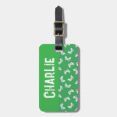 Étiquette À Bagage Contrôleur de jeu vidéo Nom de monogramme vert (Devant Vertical)