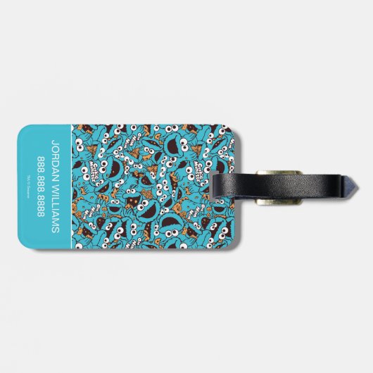 Étiquette À Bagage Cookie Monster | Nom Nom Nom Nom Motif (Dos horizontal)