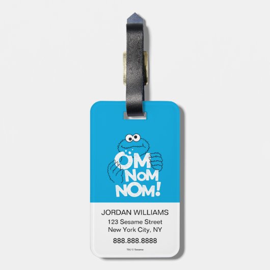 Étiquette À Bagage Cookie Monster | Om Nom Nom ! (Dos Vertical)