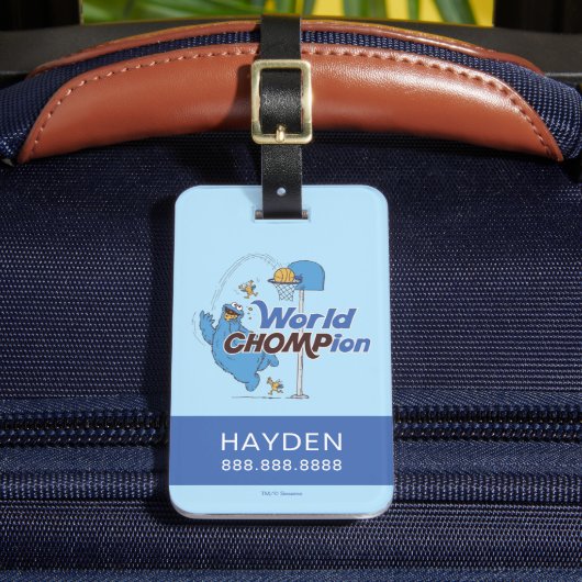 Étiquette À Bagage Cookie Monster | Tirer sur des cerceaux de basket- (Insitu Rectoal 2)