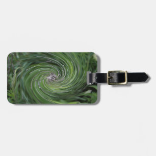 Étiquette À Bagage Cool Abstrait Retro Chartreuse Green Floral Swirl
