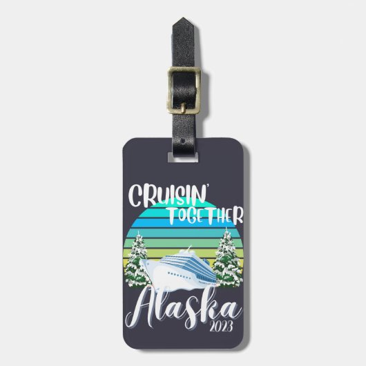 Étiquette À Bagage Cool Alaska Cruise 2023 Famille Ami Groupe Voyage (Devant Vertical)