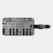 Étiquette À Bagage Cool antique grunge, effet piano notes musicales (Dos horizontal)