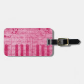 Étiquette À Bagage Cool antique grunge, effet piano notes musicales (Devant horizontal)