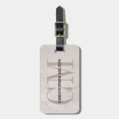 Étiquette À Bagage Cool Beige Black Bold Monogramme (Devant Vertical)