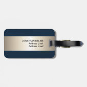 Étiquette À Bagage Cool Bleu Faux Métal Strigramme (Dos horizontal)