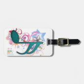 Étiquette À Bagage Cool bleu grunge note musique étoiles fleurs tourb (Devant horizontal)