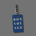 Étiquette À Bagage Cool Bleu Jaune Doré Gras Bon Voyage<br><div class="desc">Conception simple et entièrement personnalisable de étiquette de bagages avec arrière - plan bleu,  polices en gras doré. Idée cadeau parfaite.</div>