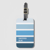 Étiquette À Bagage Cool Blue Stripes Voyage (Devant Vertical)