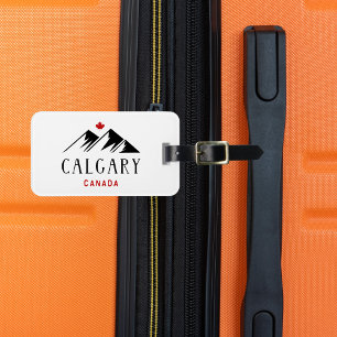 Étiquette À Bagage Cool Calgary Canada Mountains Maple Leaf