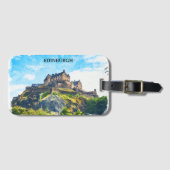 Étiquette À Bagage Cool Edimbourg Scotland Castle Painting (Devant Horizontal)