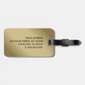 Étiquette À Bagage Cool Faux Copper Gras Gris Monogramme (Dos horizontal)