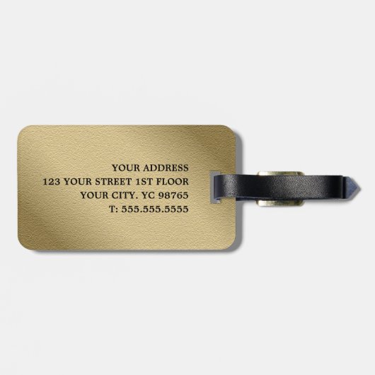 Étiquette À Bagage Cool Faux Copper Gras Gris Monogramme (Dos horizontal)