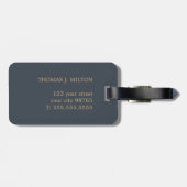 Étiquette À Bagage Cool Gras Monogramme Bleu Profond Brown (Dos horizontal)