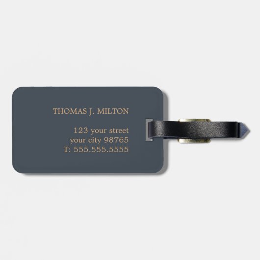 Étiquette À Bagage Cool Gras Monogramme Bleu Profond Brown (Dos horizontal)