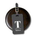 Étiquette À Bagage Cool Gras Monogramme Gris foncé Blanc<br><div class="desc">Elégant design entièrement personnalisable étiquette de bagages avec arrière - plan gris foncé,  blanc gras monogramme.</div>