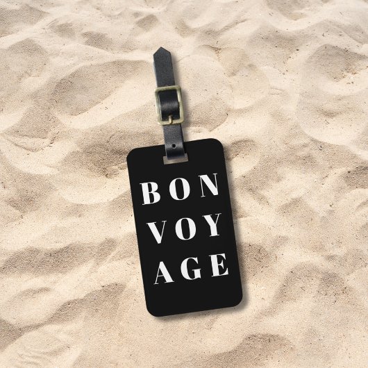 Étiquette À Bagage Cool gris clair noir gras Bon voyage