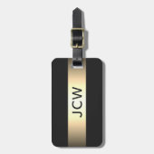 Étiquette À Bagage Cool Gris Faux Métal Gris Gras Gras Monogramme (Devant Vertical)