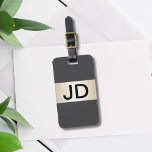 Étiquette À Bagage Cool Gris Faux Métal Gris Gras Gras Monogramme<br><div class="desc">Élégante étiquette de bagage gris personnalisable avec bande métallique FAUX et votre monogramme audacieux.</div>