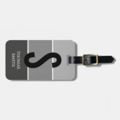 Étiquette À Bagage Cool Gris Gris Gris Gris Noir Gras Monogramme (Devant horizontal)